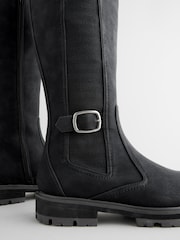Black Standard/Wide Fit Forever Comfort® Knee High Buckle Chelsea Boots - Image 9 of 9
