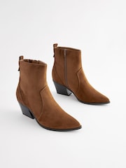 Tan Brown Extra Wide Fit Forever Comfort® Cowboy Ankle Boots - Image 1 of 5