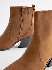 Tan Brown Extra Wide Fit Forever Comfort® Cowboy Ankle Boots - Image 3 of 5