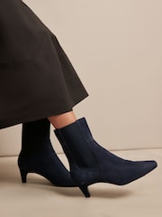 Navy Suede Extra Wide Fit Forever Comfort® Chisel Toe Chelsea Ankle Boots - Image 1 of 7