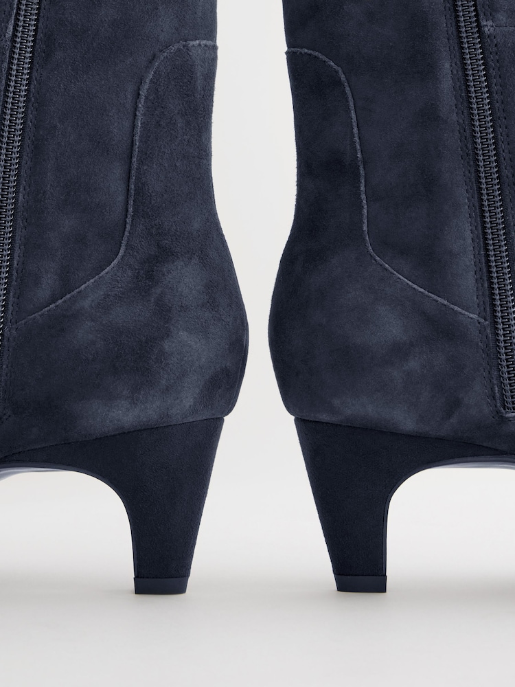 Navy Suede Extra Wide Fit Forever Comfort® Chisel Toe Chelsea Ankle Boots - Image 6 of 7