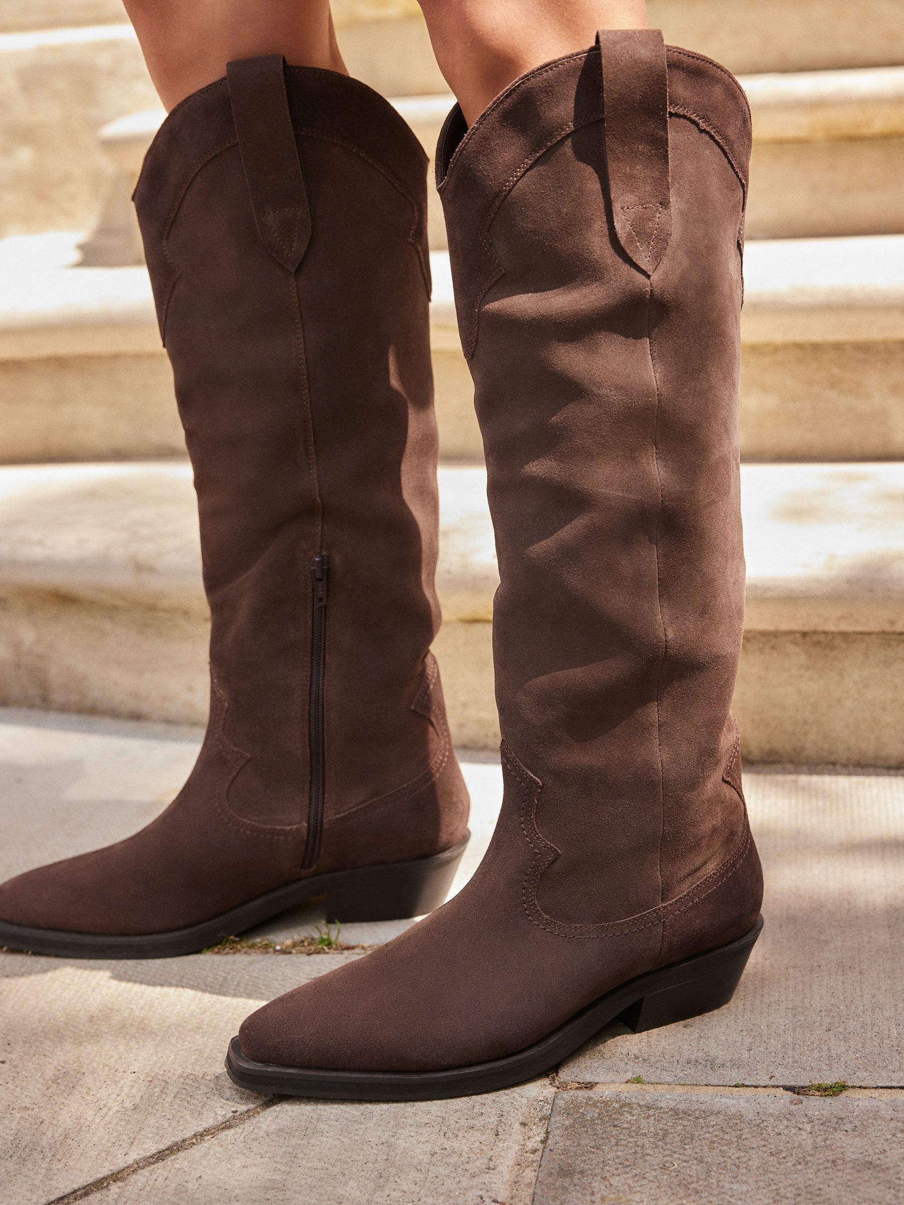 Forever Comfort Leather Western Cowboy Knee High Boots from Next Lithuania