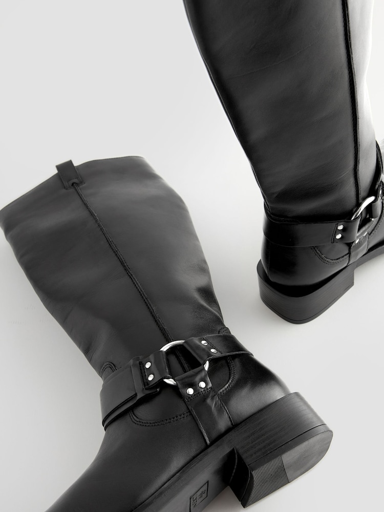Black Forever Comfort® Gaucho Biker Knee Suede High Boots - Image 11 of 11