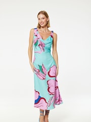 Closet London Blue Cowl Neck Aline Dress - Image 1 of 3