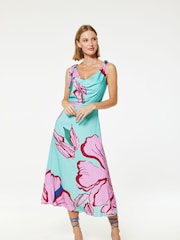 Closet London Blue Cowl Neck Aline Dress - Image 2 of 3