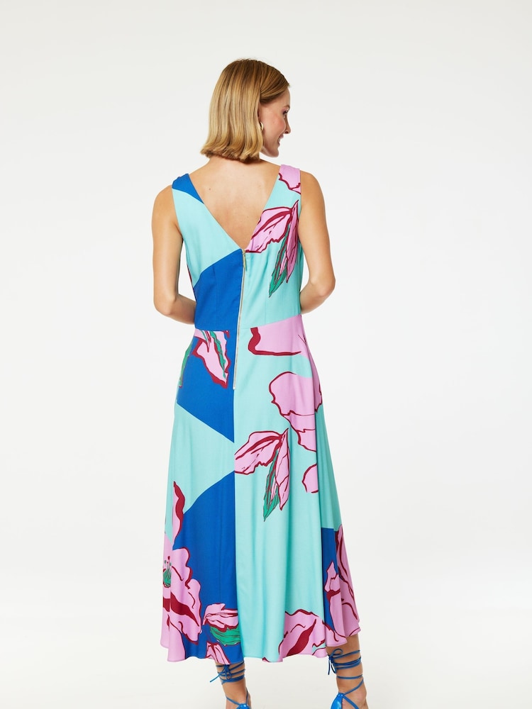 Closet London Blue Cowl Neck Aline Dress - Image 3 of 3