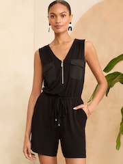 Love & Roses Jersey-Playsuit mit Reißverschluss und Reißverschluss - Bild 1 von 4