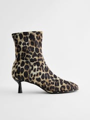 Leopard Extra Wide Fit Forever Comfort® Skinny Heel Ankle Sock Boots - Image 2 of 5