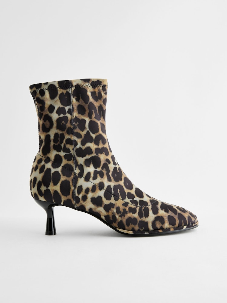 Leopard Extra Wide Fit Forever Comfort® Skinny Heel Ankle Sock Boots - Image 2 of 5