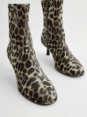 Leopard Extra Wide Fit Forever Comfort® Skinny Heel Ankle Sock Boots - Image 3 of 5