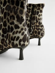 Leopard Extra Wide Fit Forever Comfort® Skinny Heel Ankle Sock Boots - Image 4 of 5