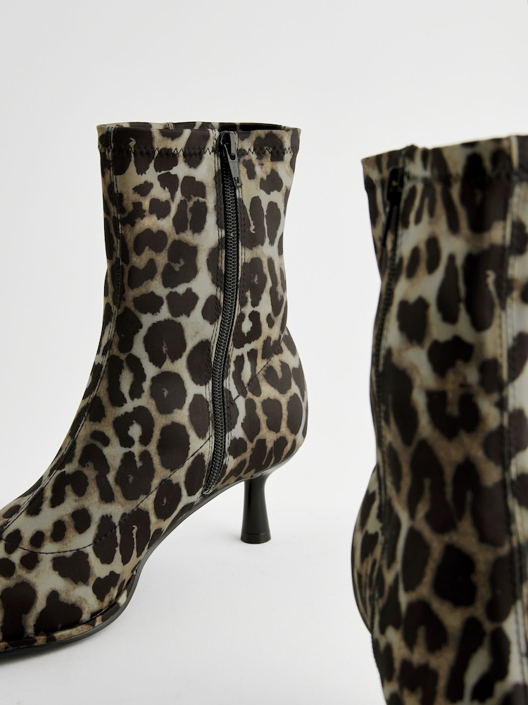 Leopard Extra Wide Fit Forever Comfort® Skinny Heel Ankle Sock Boots - Image 5 of 5
