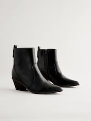 Black Tumbled Extra Wide Fit Forever Comfort® Cowboy Ankle Boots - Image 1 of 7