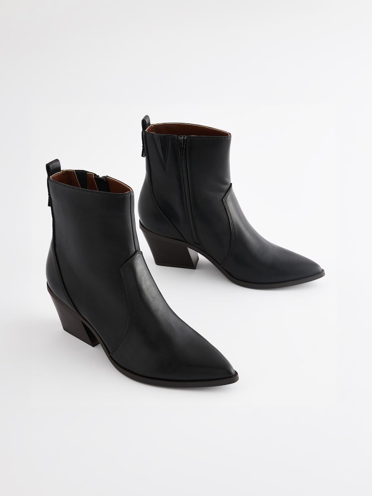 Black Tumbled Extra Wide Fit Forever Comfort® Cowboy Ankle Boots - Image 2 of 7