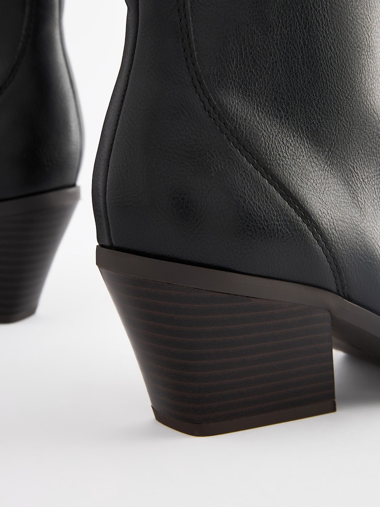 Black Tumbled Extra Wide Fit Forever Comfort® Cowboy Ankle Boots - Image 7 of 7