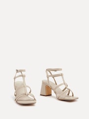 Linzi Nude Velma Gladiator Style Block Heel Sandals - Image 3 of 5