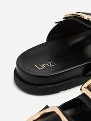 Linzi Black Denver Double Buckle Sliders - Image 4 of 5