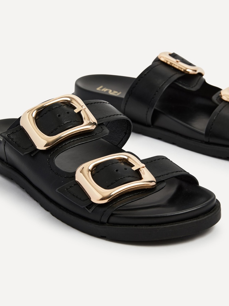 Linzi Black Denver Double Buckle Sliders - Image 5 of 5