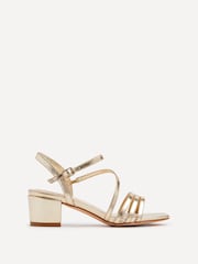 Linzi Gold Afia Strappy Block Heel Sandals - Image 3 of 5