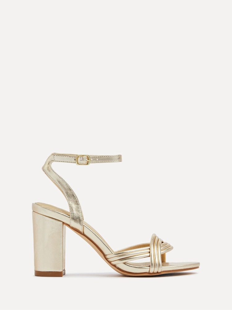 Linzi Gold Regina Block Heeled Sandals With Intertwined Front Straps - Image 2 of 5