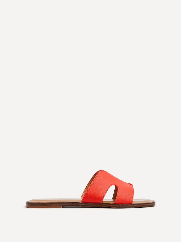 Linzi Orange Petra Flat Sliders With Open Loop Detailing - Image 2 of 5