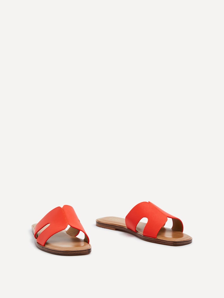 Linzi Orange Petra Flat Sliders With Open Loop Detailing - Image 3 of 5