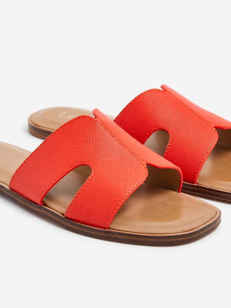 Linzi Orange Petra Flat Sliders With Open Loop Detailing - Image 4 of 5