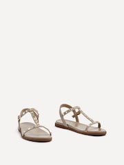 Linzi Natural Bliss T-Post Flat Sandals With Stud Embellishment - Image 3 of 5