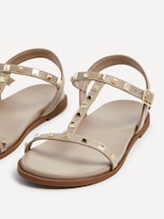 Linzi Natural Bliss T-Post Flat Sandals With Stud Embellishment - Image 4 of 5