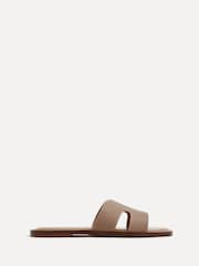 Linzi Natural Nude Petra Flat Sliders With Open Loop Detailing - Image 2 of 5