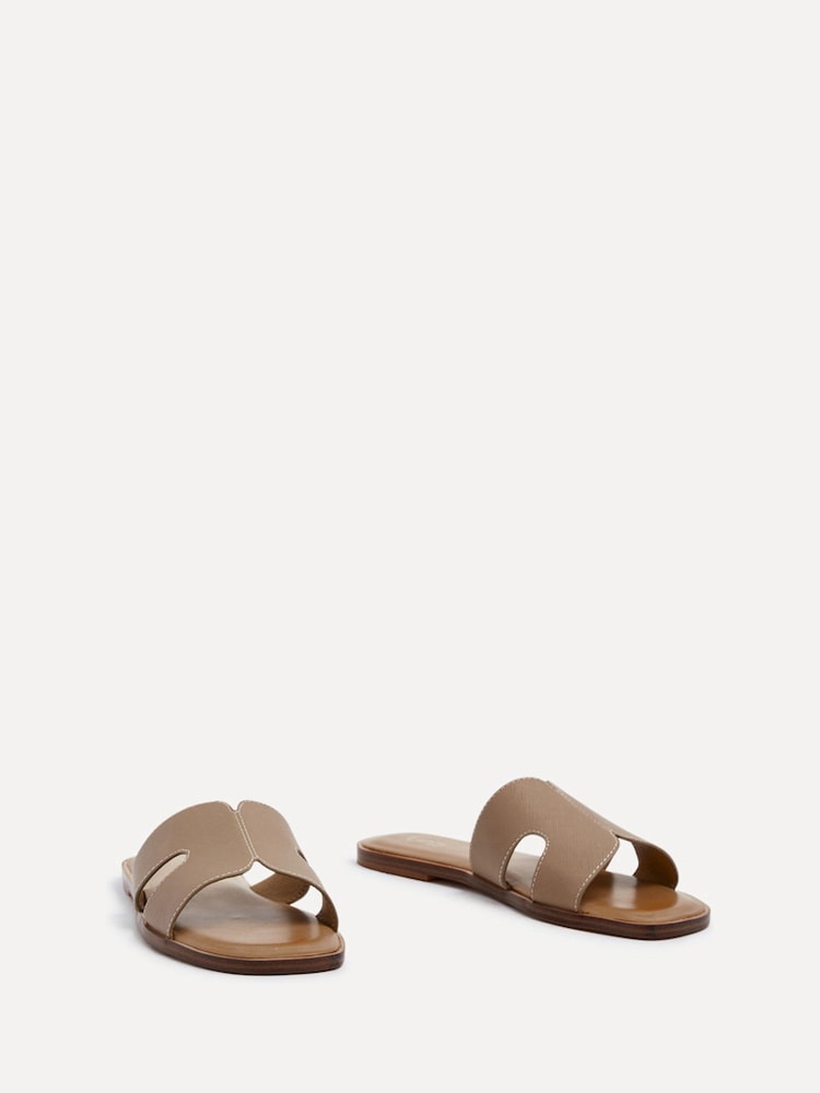 Linzi Natural Nude Petra Flat Sliders With Open Loop Detailing - Image 3 of 5