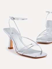 Linzi Silver Vesper Strappy Square Base Heeled Sandals - Image 4 of 5