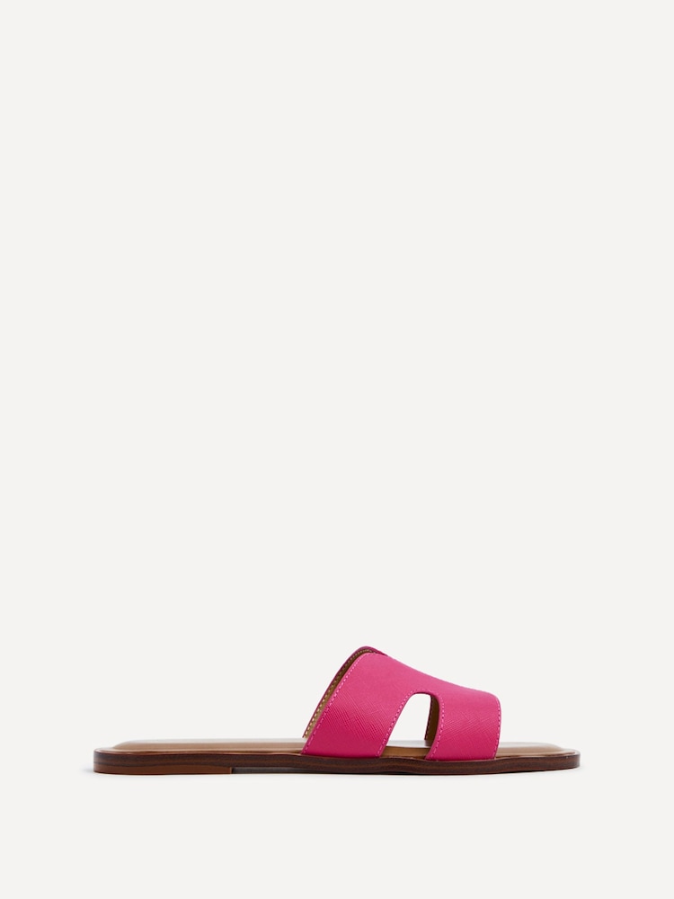Linzi Fuchsia Petra Flat Sliders With Open Loop Detailing - Image 2 of 5
