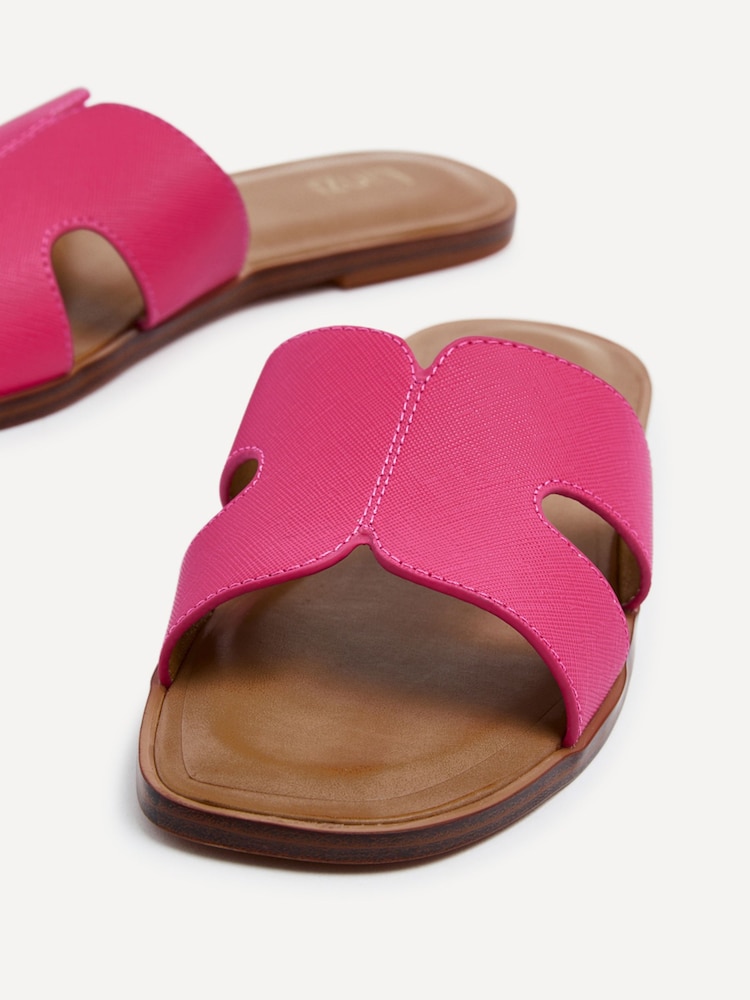 Linzi Fuchsia Petra Flat Sliders With Open Loop Detailing - Image 4 of 5