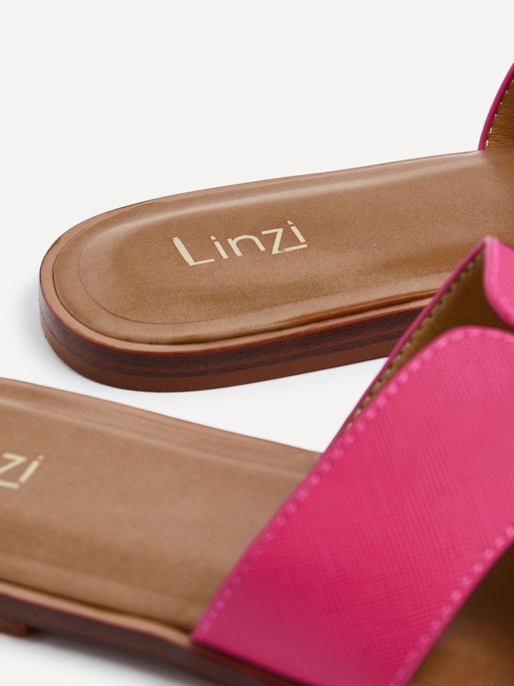 Linzi Fuchsia Petra Flat Sliders With Open Loop Detailing - Image 5 of 5