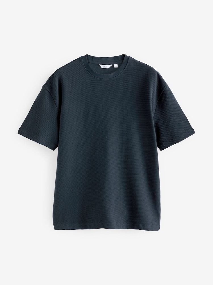 Navy/White/Stone 3 Pack Relaxed Fit Ottoman Texture T-Shirt - Image 10 of 14