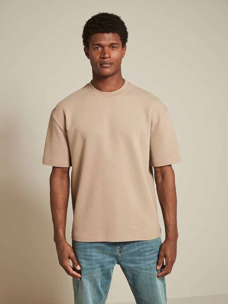 Navy/White/Stone 3 Pack Relaxed Fit Ottoman Texture T-Shirt - Image 6 of 14