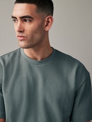 Green 100% Cotton Textured Microwaffle T-Shirt - Image 1 of 8