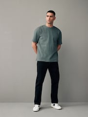Green 100% Cotton Textured Microwaffle T-Shirt - Image 2 of 8