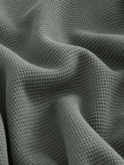 Green 100% Cotton Textured Microwaffle T-Shirt - Image 4 of 8