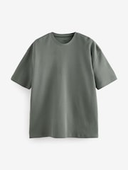 Green 100% Cotton Textured Microwaffle T-Shirt - Image 7 of 8