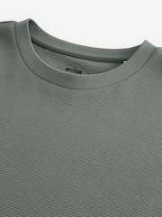Green 100% Cotton Textured Microwaffle T-Shirt - Image 8 of 8