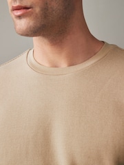 Ecru 100% Cotton Textured Microwaffle T-Shirt - Image 6 of 8