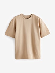 Ecru 100% Cotton Textured Microwaffle T-Shirt - Image 7 of 8