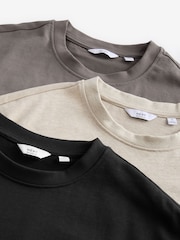 Noir/marron/neutre clair - Coupe ample - Lot de 3 t-shirts épais - Image 12 de 13