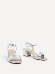 Linzi Silver Toronto Blocked Heel Sandals With Pipped Upper - Image 3 of 5