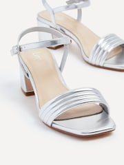 Linzi Silver Toronto Blocked Heel Sandals With Pipped Upper - Image 4 of 5