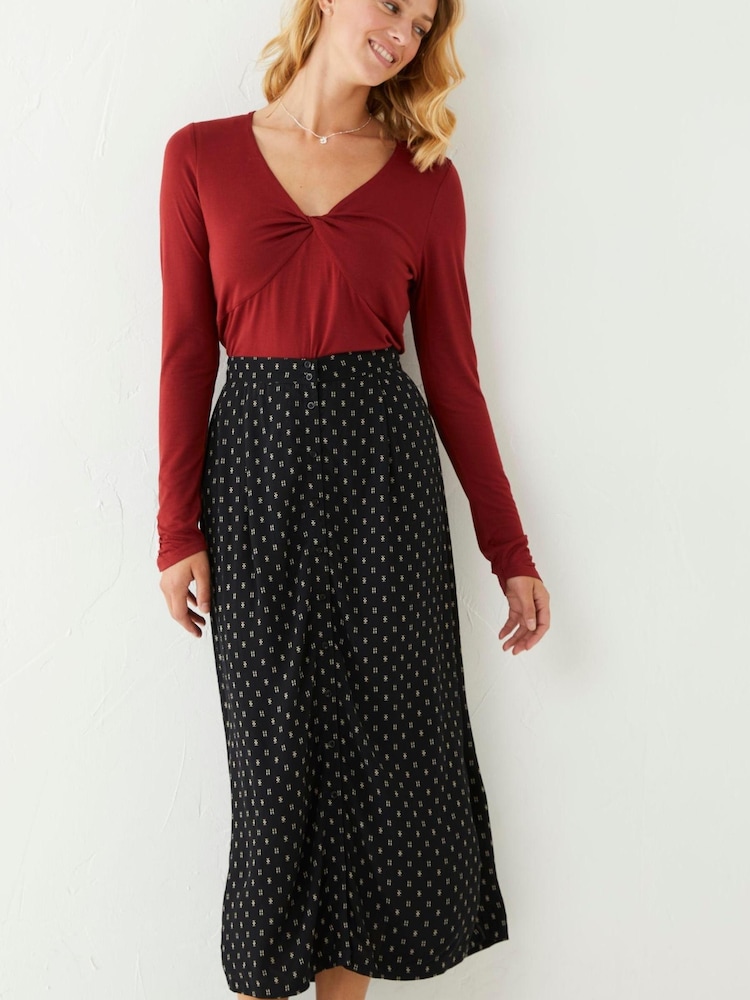 FatFace Red Rhian Twist Front Jersey Top - Image 1 of 4