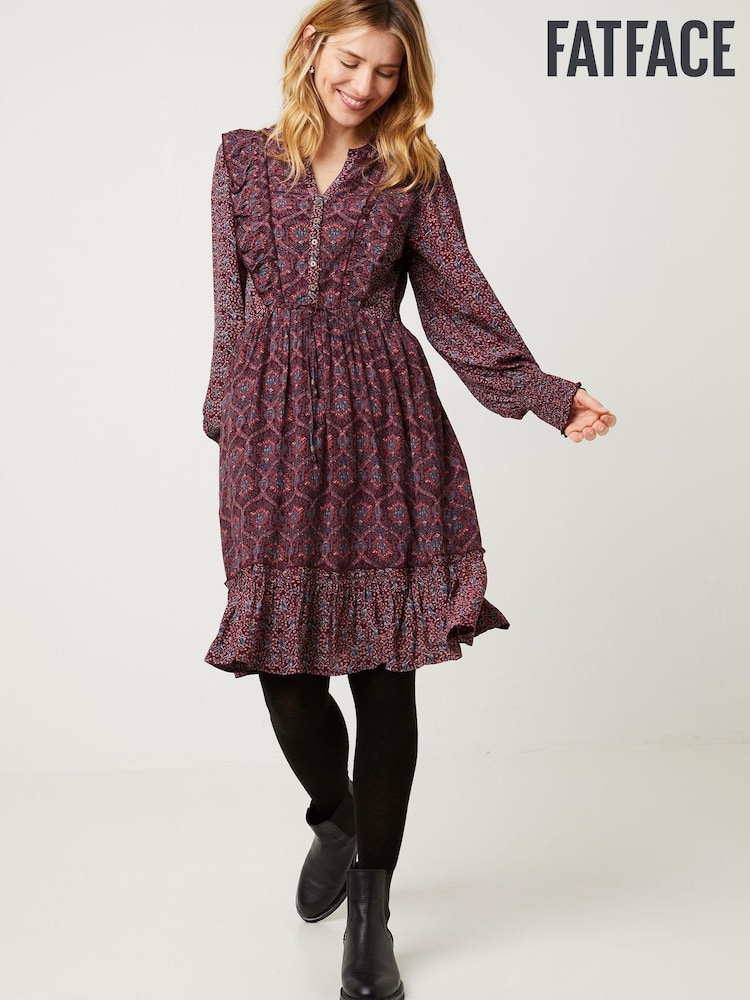 FatFace Purple Porth Imperial Vine Dress - Image 1 of 4
