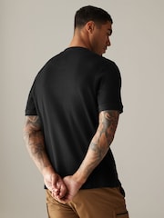 Black Short Sleeve Grandad Collar 100% Cotton T-Shirt - Image 3 of 7